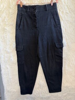 Wilfred Free Aritzia Modern Cargo Pant Size 10 Black Hi Rise Utility Twill READ